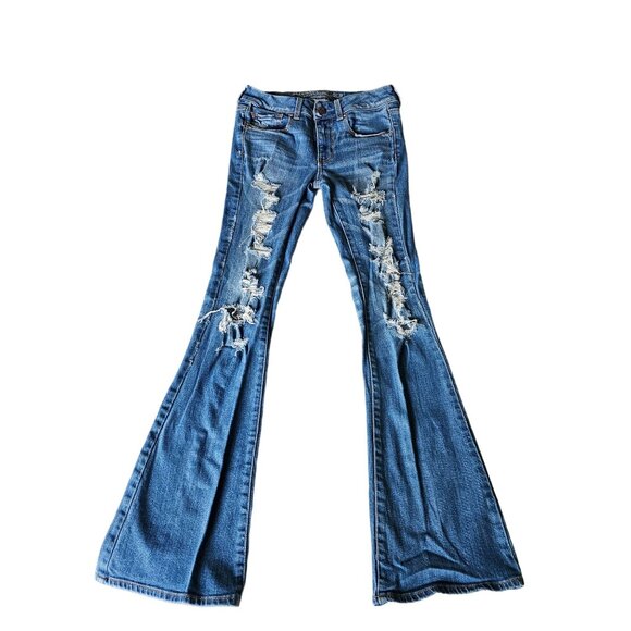 American Eagle Women's Boho Artist Distressed Jean's size 2 - Picture 8 of 12